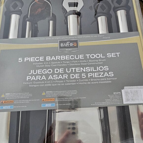 Mr. Bar-B-Q 5-Piece Stainless Handle Barbecue Tool Set , BRAND NEW NIB - Picture 3 of 3